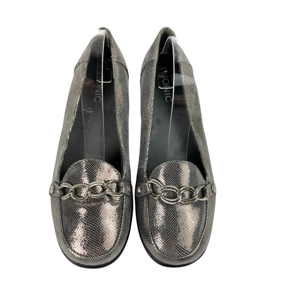 Vionic Alda Slip-On Loafers – Metallic Silver Flats – Women’s Comfort Shoes